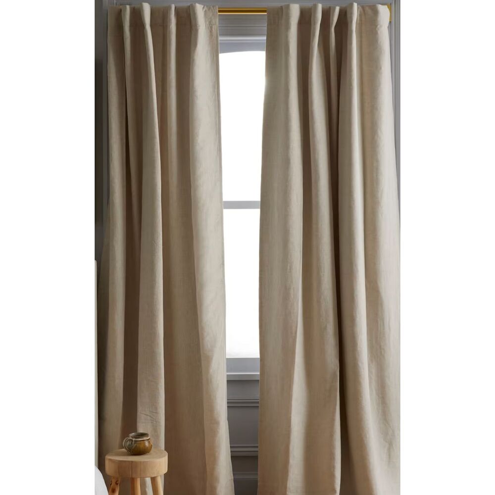 Quince - pair of European Linen Room Darkening Curtains in Flax 48 x 96